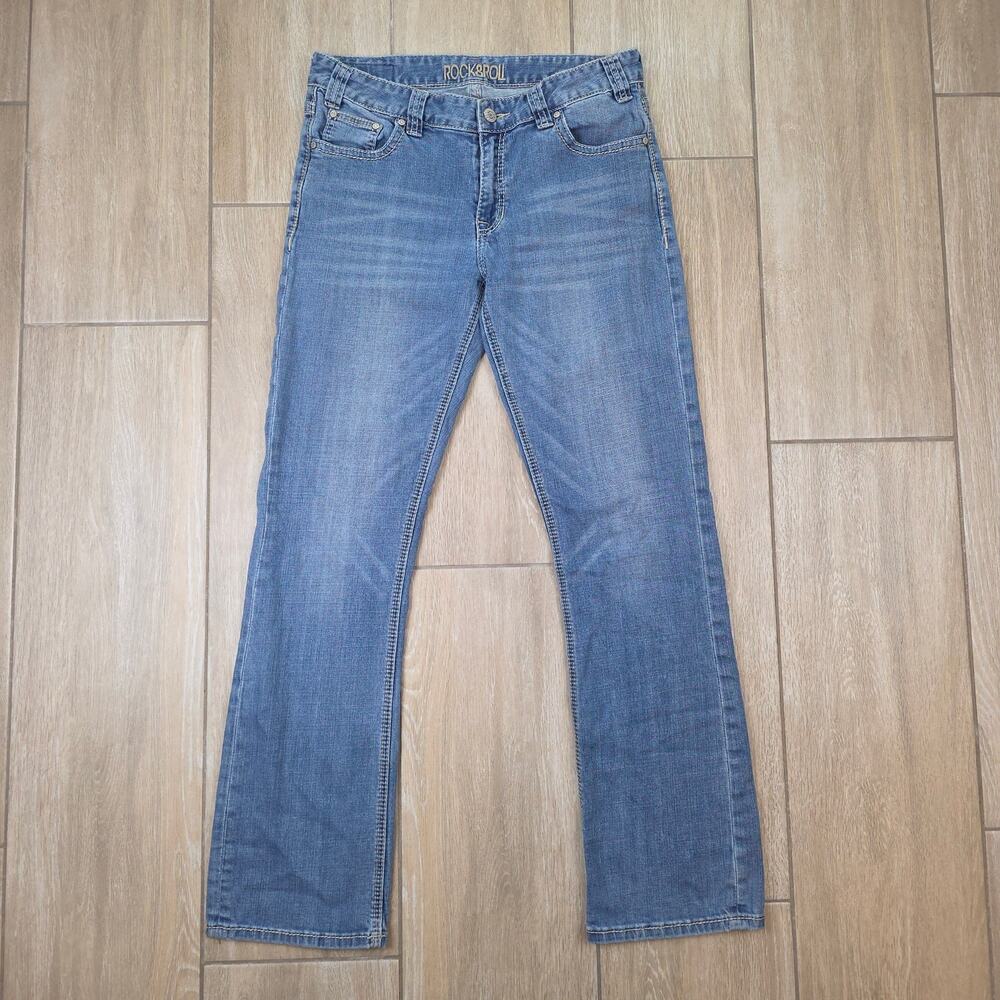 Rock & Roll Cowgirl Boyfriend Jeans Womens 30x34 Medium Wash Stretch Denim